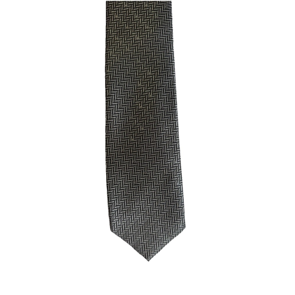 Tom Ford Necktie Mens OS Grey Herringbone Micro Dot Silk Tie